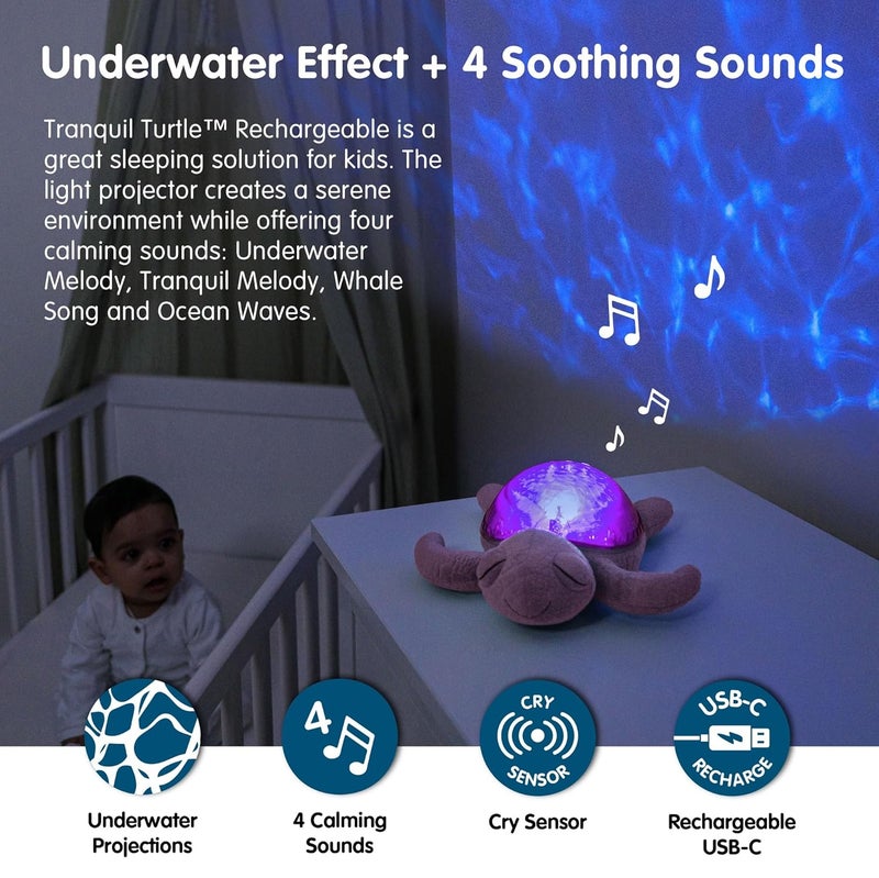 Cloud b ﻿﻿ Ocean Projector Nightlight with 2 White Noises & 2 Soothing Sounds | Adjustable Settings | Cry Sensor | Tranquil Turtle - Pink (Rechargeable) - Image 2